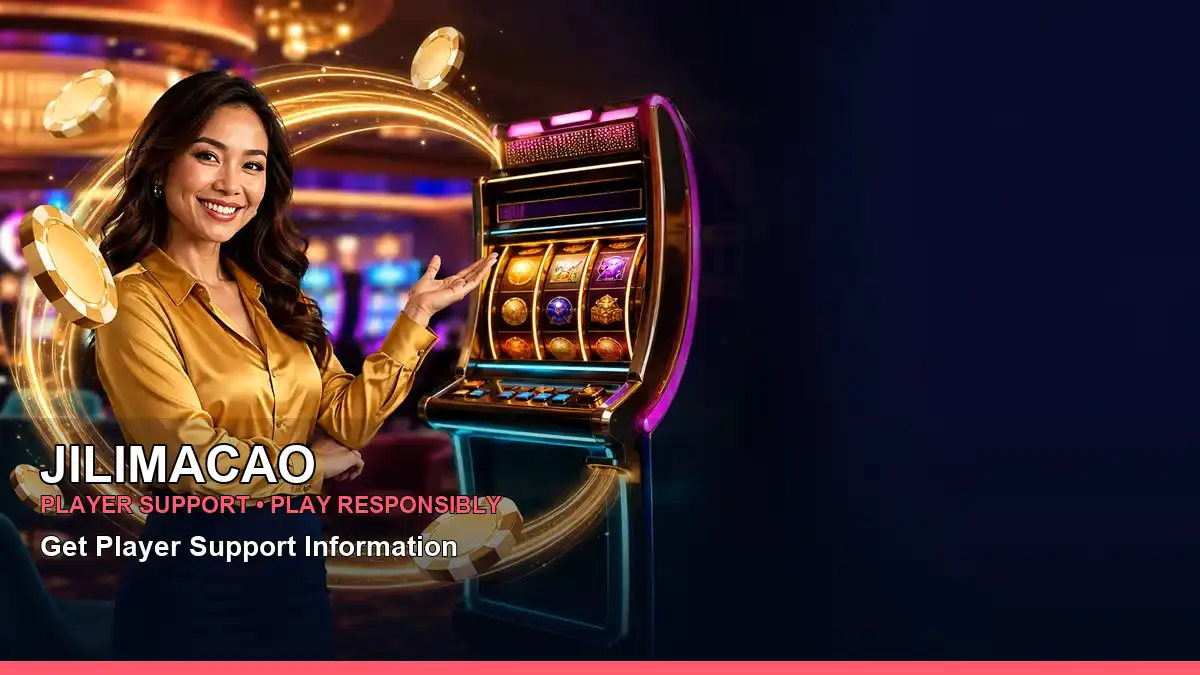 JILIMACAO casino cashback rewards featuring an adult Filipina casino host with a celebratory composition